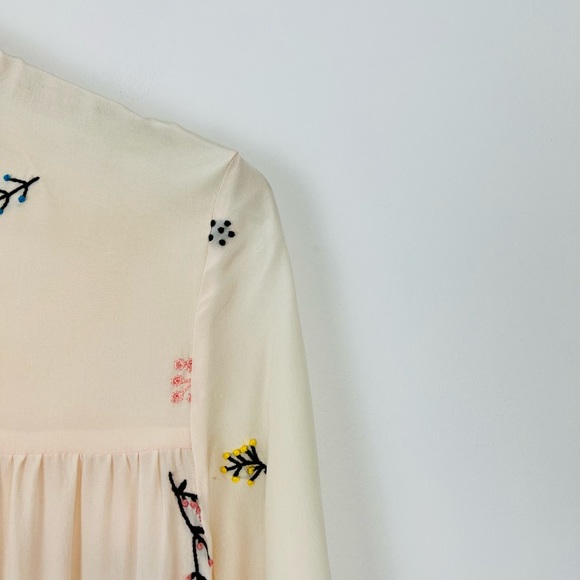 An An Londree Peach Pink Floral Embroidered Tiered 100% Silk Maxi Dress UK S - Picture 4 of 15